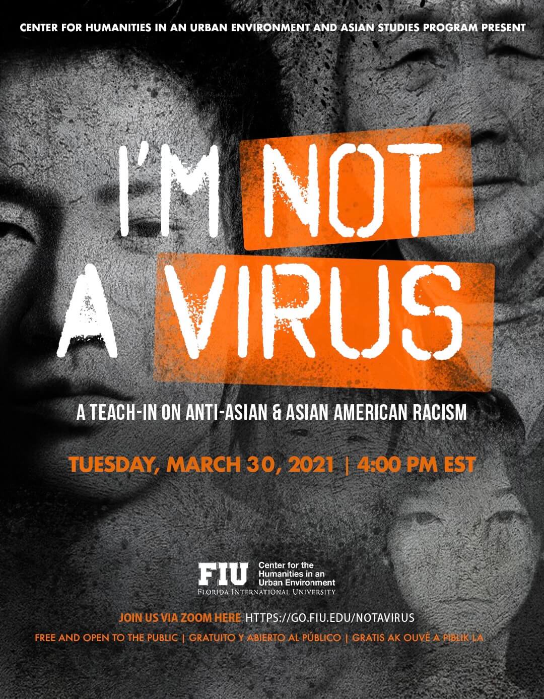 I’m Not a Virus: A Teach-In on Anti-Asian / Asian American Racism flyer