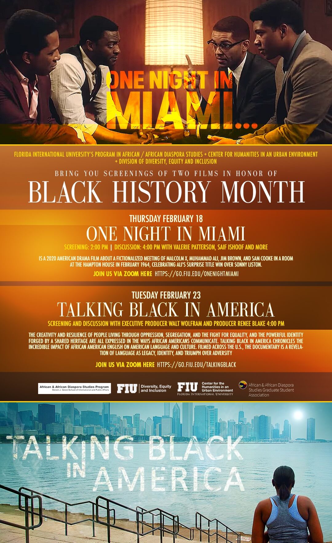 "One Night in Miami": Film Panel Discussion flyer
